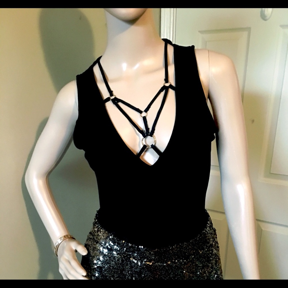 Black one piece bodysuit new